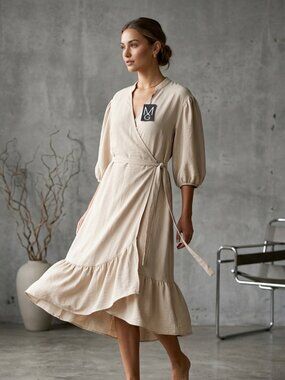 M.G. Light Beige Wrap-Style Dress